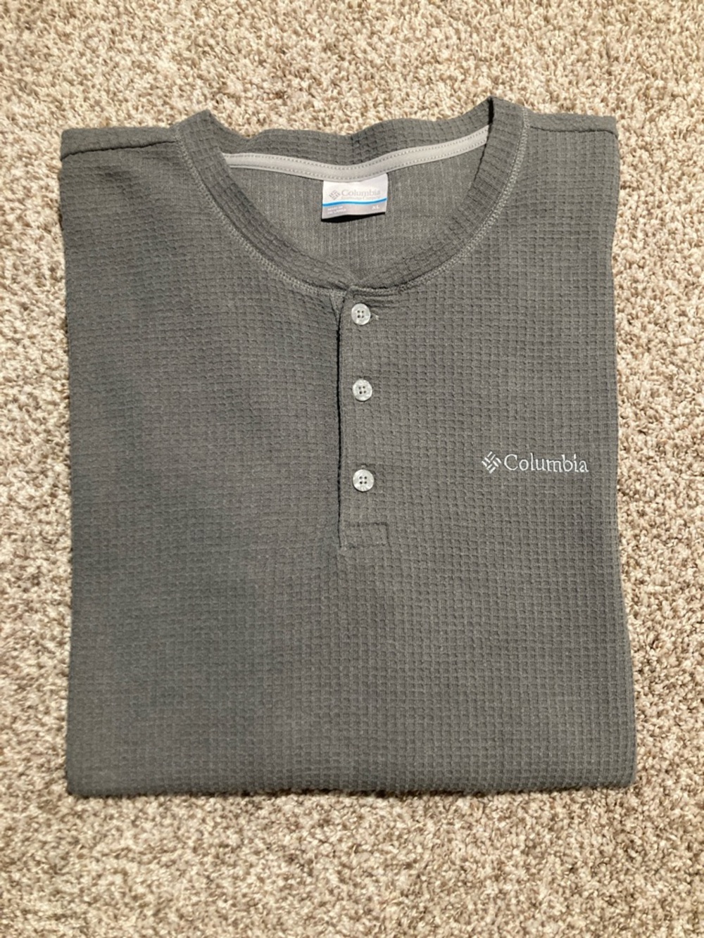 Columbia Long-Sleeve Waffle Henley Shirt - Charcoal Gray